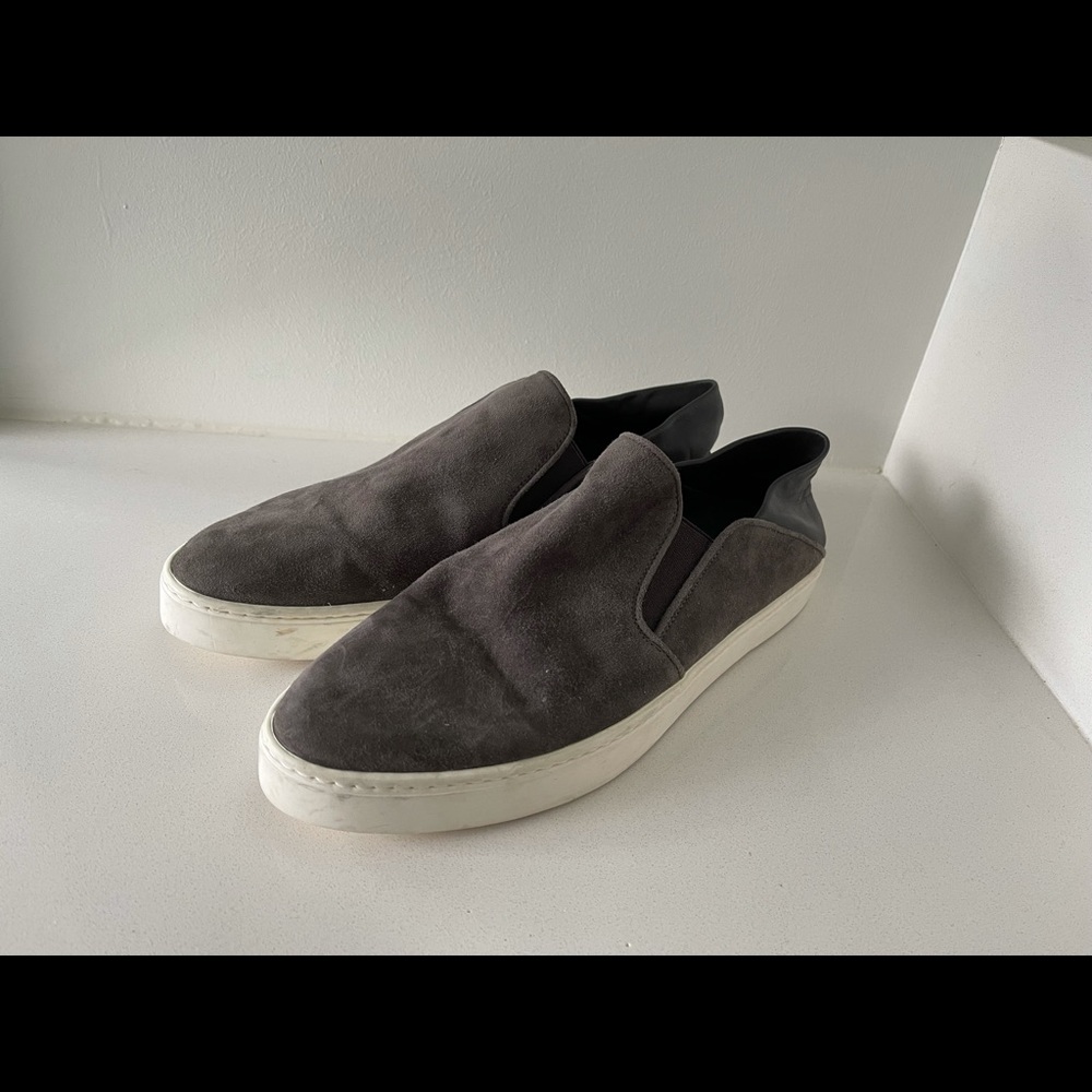 Vince Garvey Gray Suede And Leather Comfy Flats 9